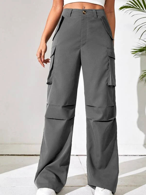 SHEIN EZwear Flap Pocket Side Cargo Pants