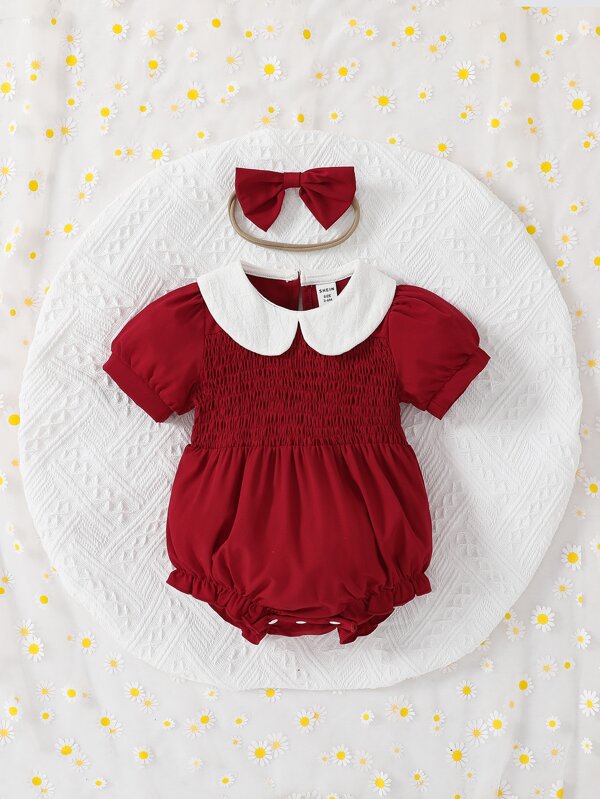 Baby Peter Pan Collar Puff Sleeve Bodysuit