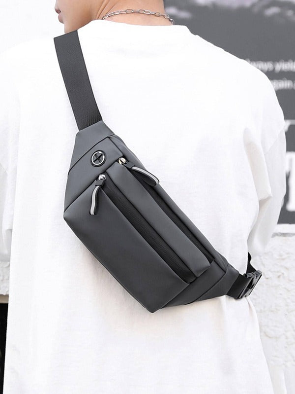 Men Minimalist Earphone Hole Fanny Pack Sling Purse