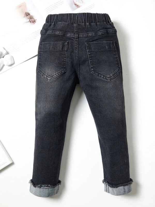 Toddler Boys Ripped Rolled Hem Jeans