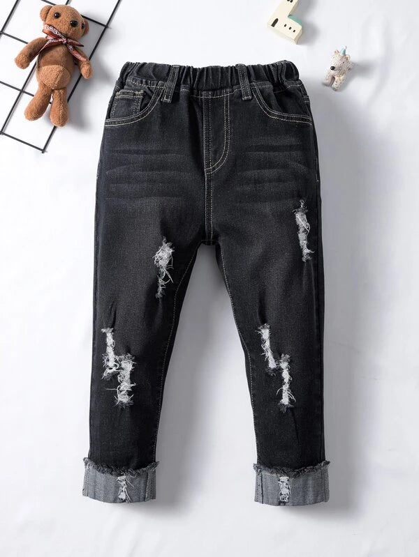 Toddler Boys Ripped Raw Trim Jeans