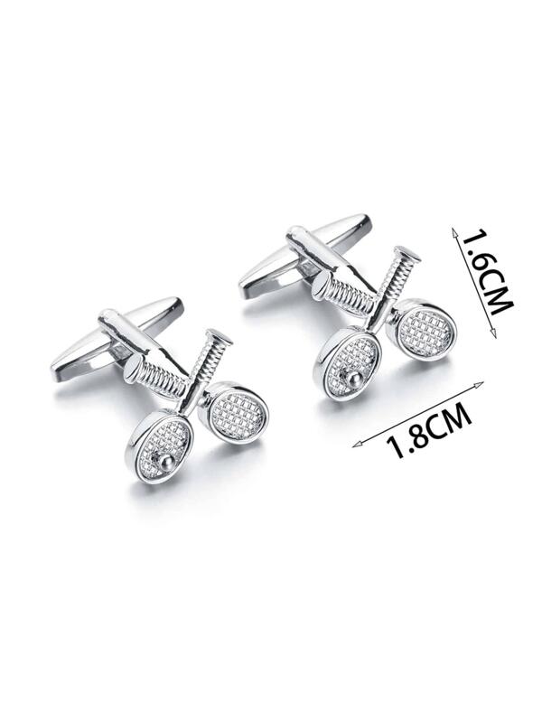 1pair French Style Classic Tennis Racket Design Fashionable Men's Elegant Suit Accessory Cufflinks Decoration