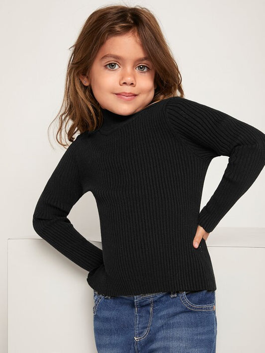 SHEIN Toddler Girls Ribbed Knit Turtleneck Sweater