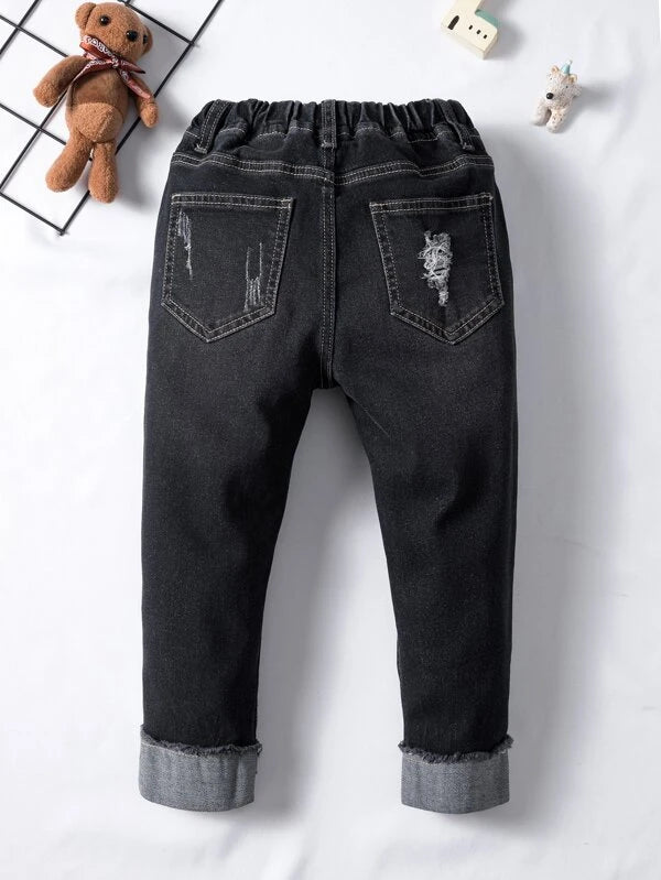 Toddler Boys Ripped Raw Trim Jeans