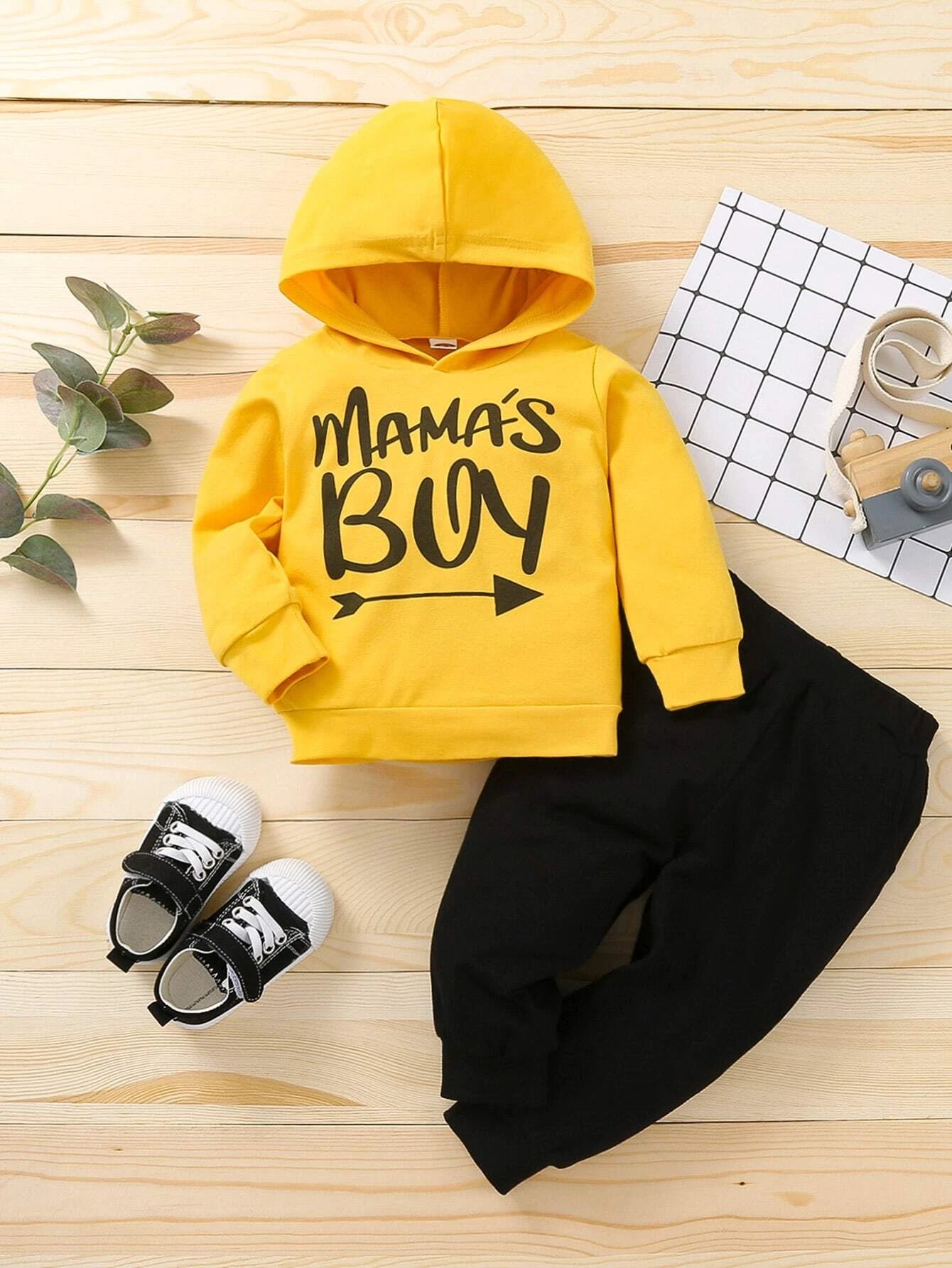 Baby Letter Graphic Hoodie & Sweatpants