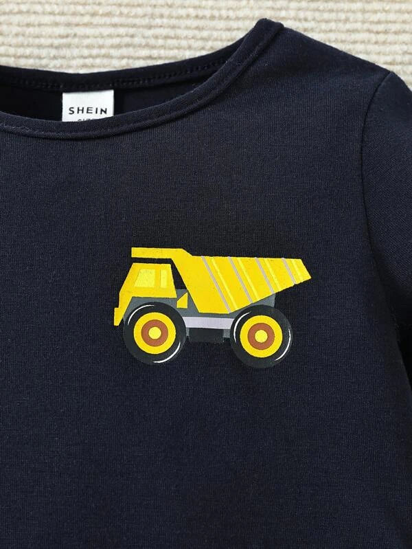 Baby Boy Truck & Excavator Print Tee & Shorts