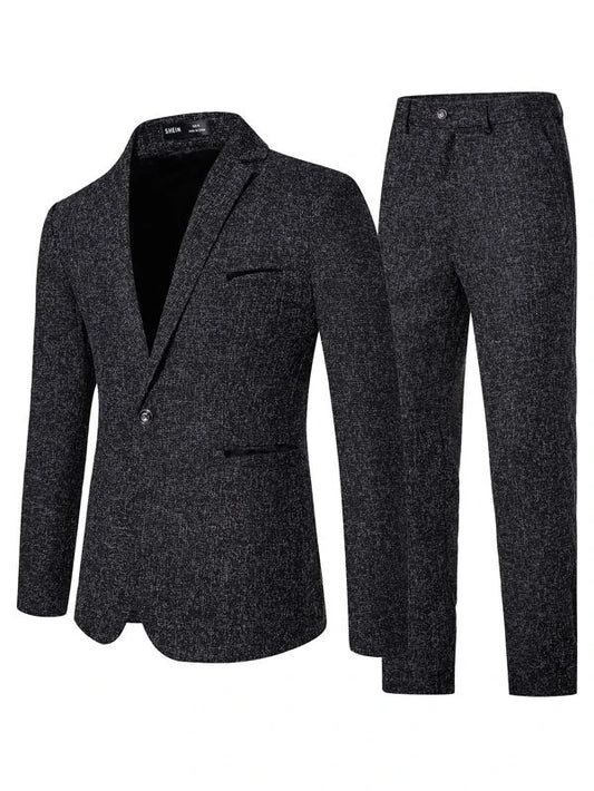 Men Space Dye Single Button Blazer & Pants