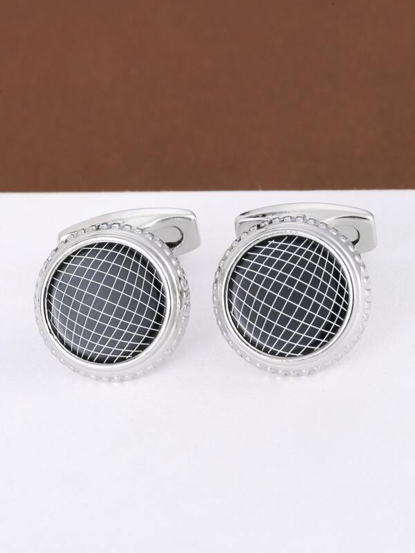 1pair Luxury Style French Vintage Gentleman Shirt Accessories Round Mesh Cufflinks For Men