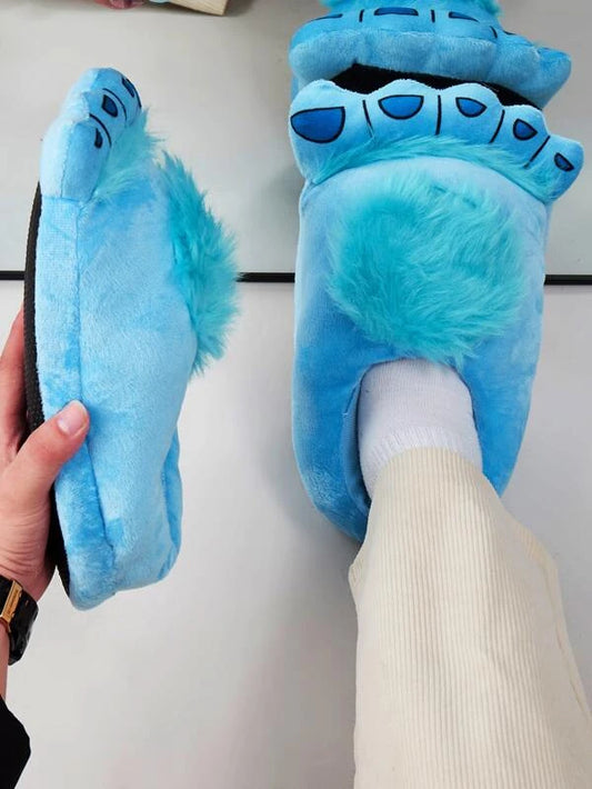 Men Paw Design Fuzzy Novelty Slippers