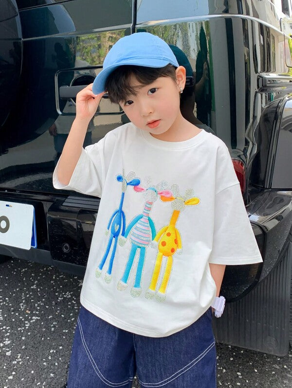 Toddler Boys Cartoon Graphic Drop Shoulder Tee