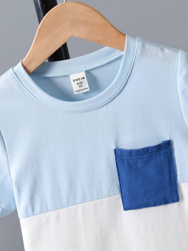 Toddler Boys Color Block Patched Pocket Tee