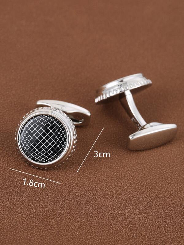 1pair Luxury Style French Vintage Gentleman Shirt Accessories Round Mesh Cufflinks For Men