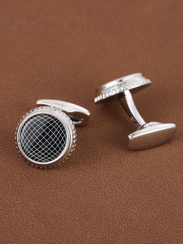 1pair Luxury Style French Vintage Gentleman Shirt Accessories Round Mesh Cufflinks For Men