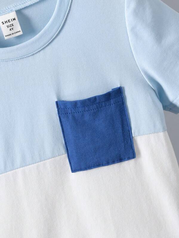 Toddler Boys Color Block Patched Pocket Tee