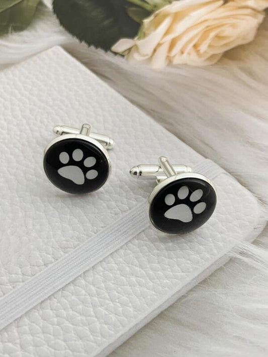 1pair Paw Print Round Cufflinks