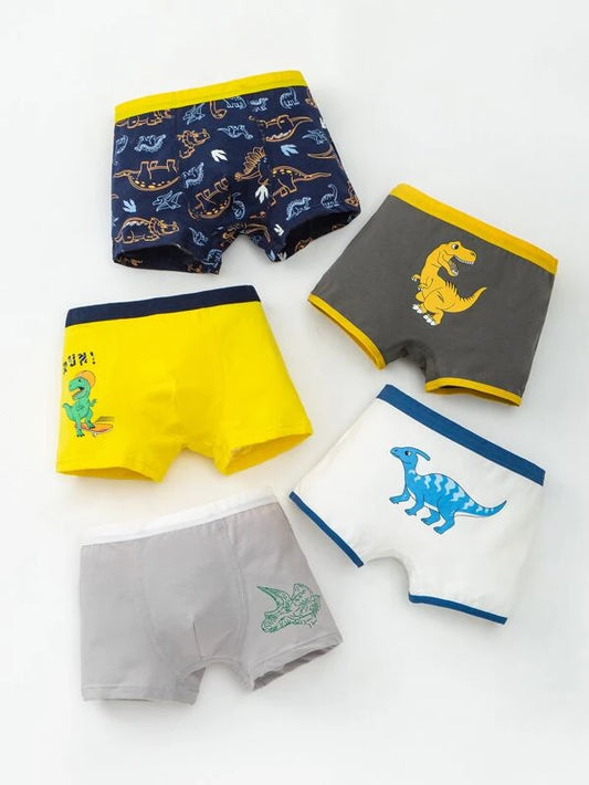 Toddler Boys 5pcs Dinosaur And Letter Graphic Boxer Brief