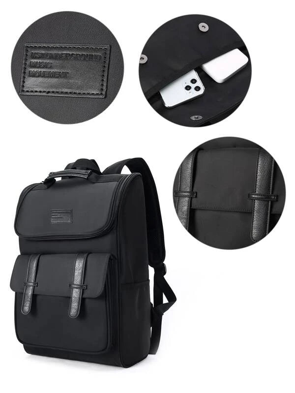 16 Inch Men Patch Detail Casual School Bag School Bags Schoolbag School Backpack for School Daypack Laptop Bag Computer Bag Bookbag