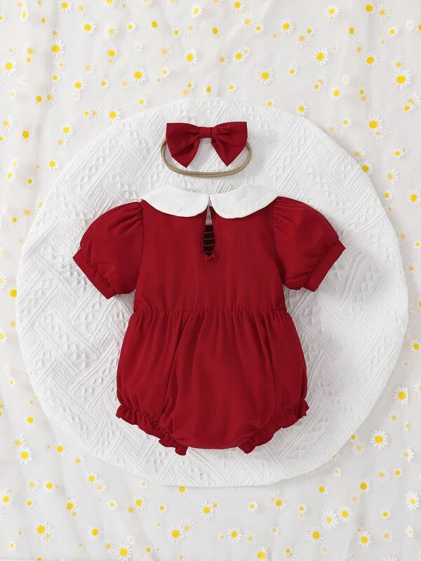 Baby Peter Pan Collar Puff Sleeve Bodysuit