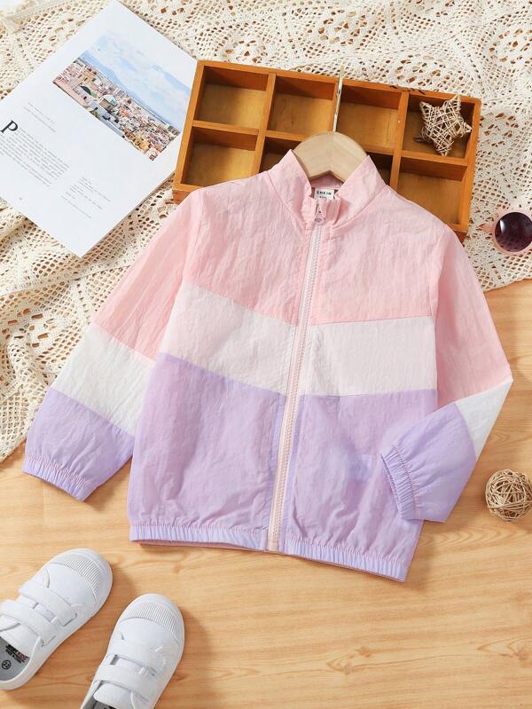 Toddler Girls Colorblock Zip Up Jacket