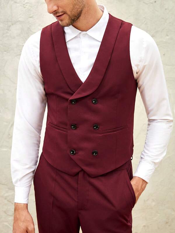 SHEIN Men 1pc Double Breasted Waistcoat & 1pc Suit Pants Set