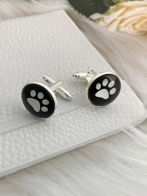 1pair Paw Print Round Cufflinks