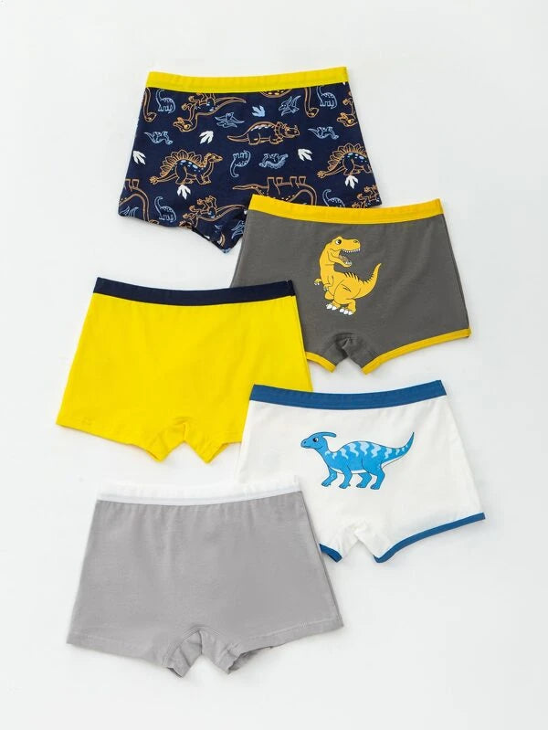 Toddler Boys 5pcs Dinosaur And Letter Graphic Boxer Brief