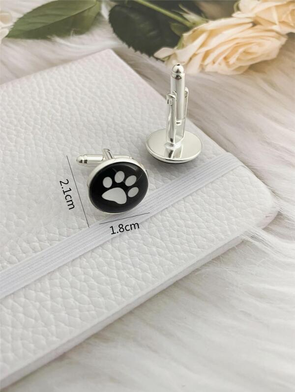 1pair Paw Print Round Cufflinks