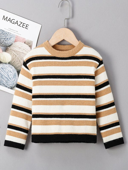 Toddler Girls Striped Drop Shoulder Sweater