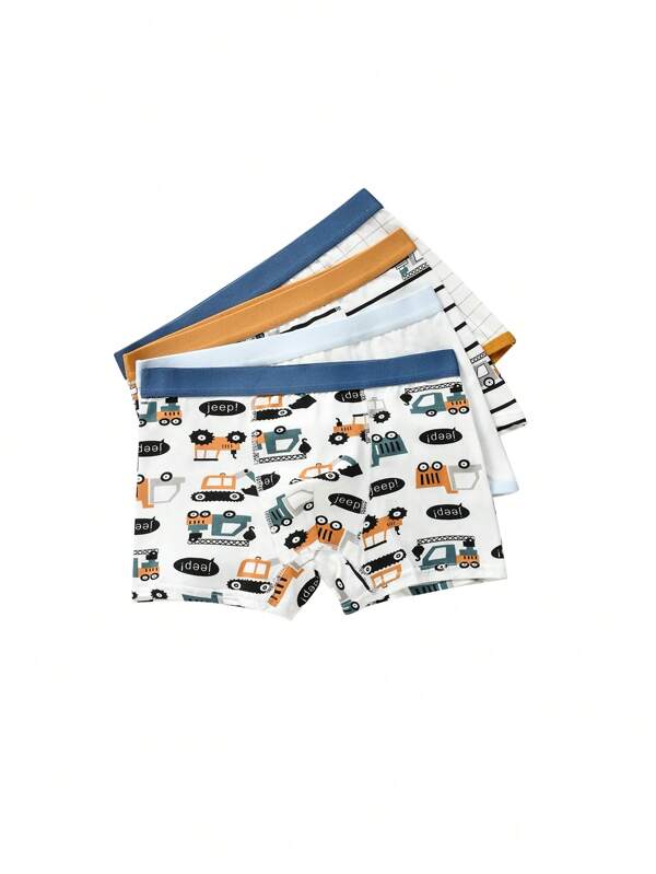 Toddler Boys 4pack Car & Stripe Print Boxer Brief