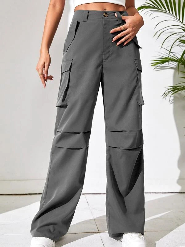 SHEIN EZwear Flap Pocket Side Cargo Pants