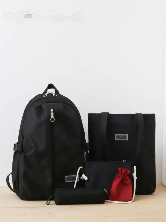 Campus Style Set Of 5, Backpack, Tote Bag, Shoulder Bag, Handbag