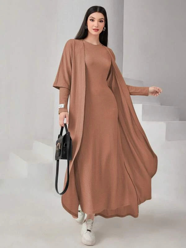 SHEIN Mulvari Batwing Sleeve Open Front Abaya & Dress