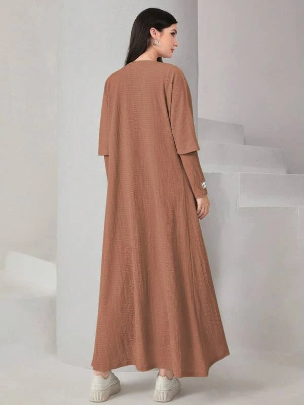 SHEIN Mulvari Batwing Sleeve Open Front Abaya & Dress