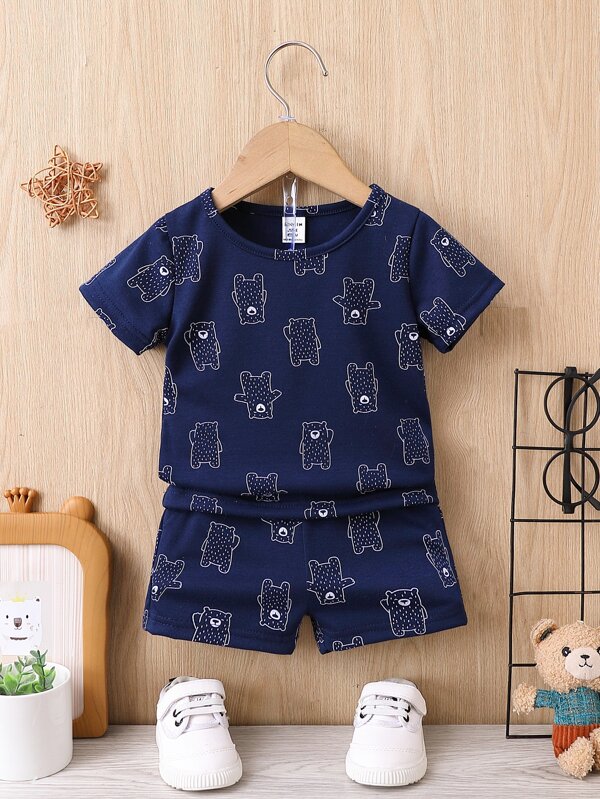 Baby Boy Cartoon Graphic Tee & Shorts