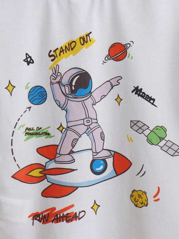 Toddler Boys Astronaut & Letter Graphic Tee