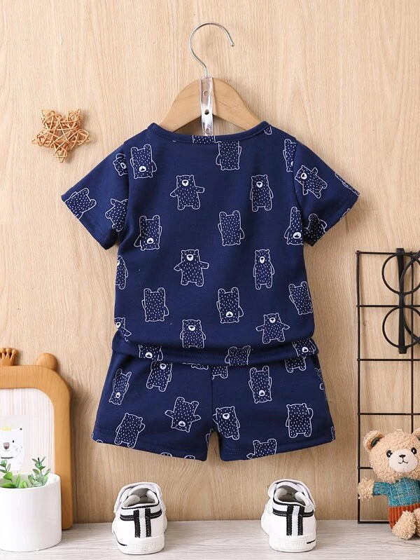 Baby Boy Cartoon Graphic Tee & Shorts