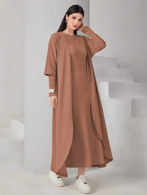 SHEIN Mulvari Batwing Sleeve Open Front Abaya & Dress