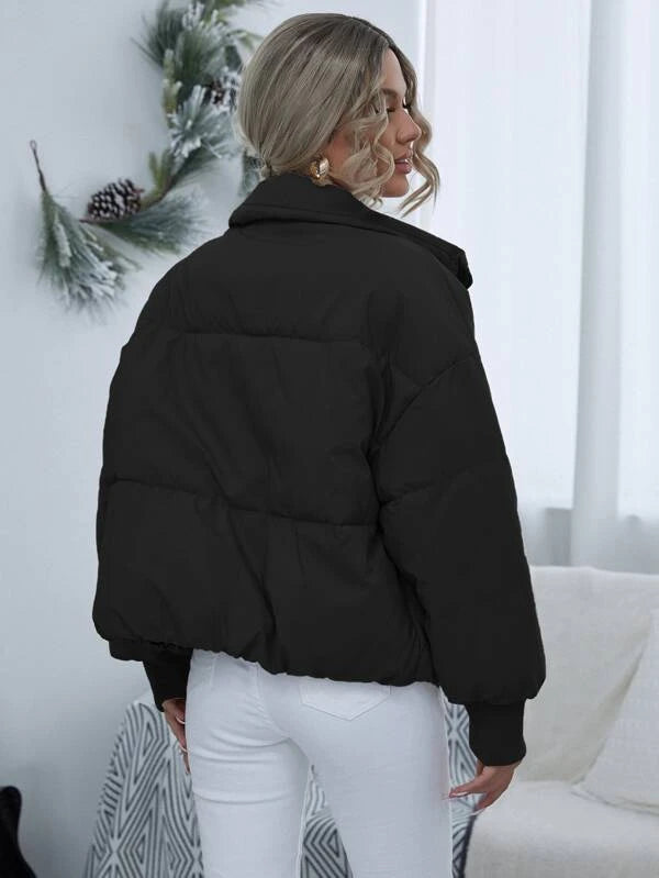 SHEIN Essnce Drop Shoulder Zip Up Puffer Jacket