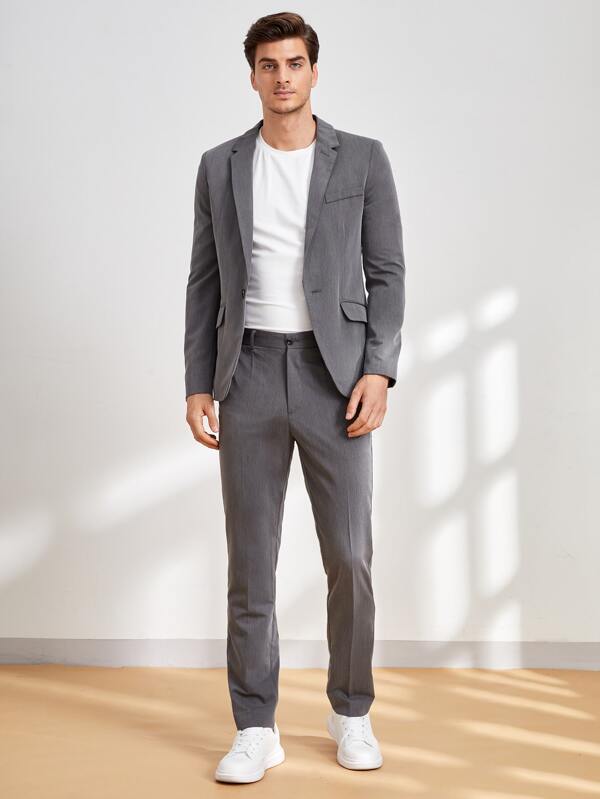 SHEIN Men Single Button Blazer & Tailored Pants