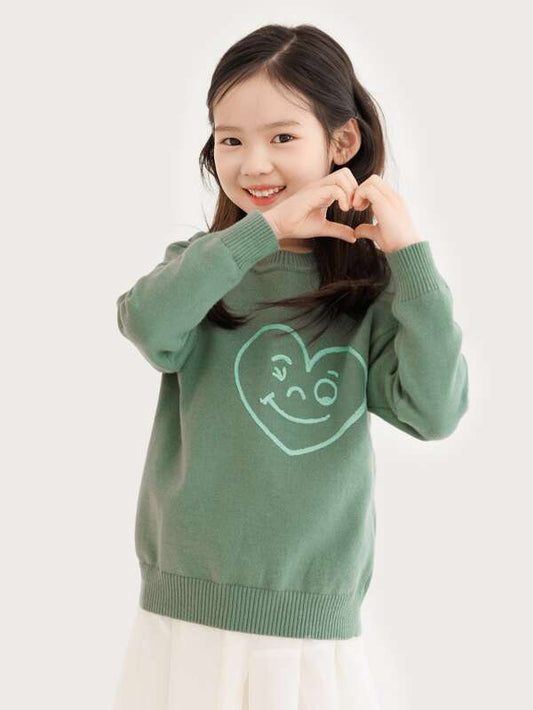 Toddler Girls Heart Embroidery Drop Shoulder Sweater