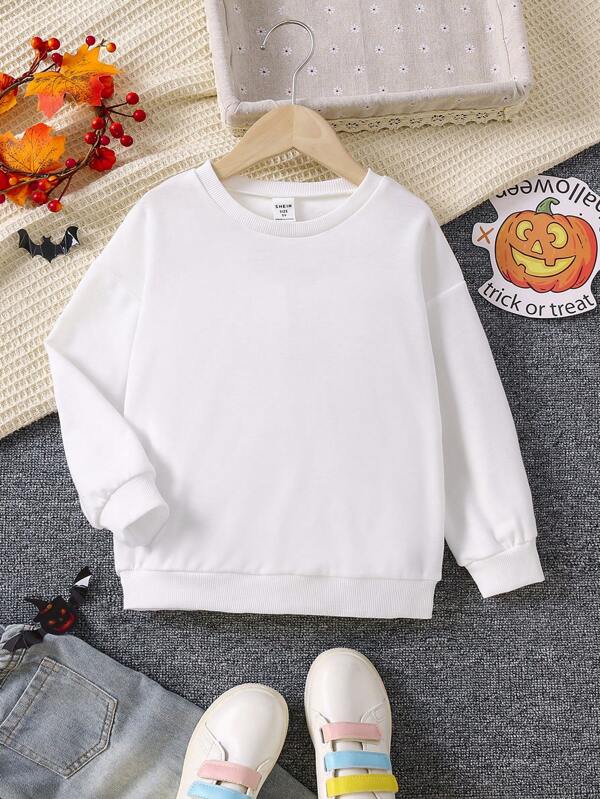 Young Girl Floral & Letter Graphic Drop Shoulder Sweatshirt