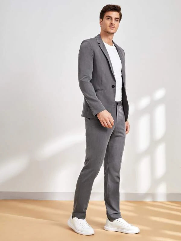 SHEIN Men Single Button Blazer & Tailored Pants