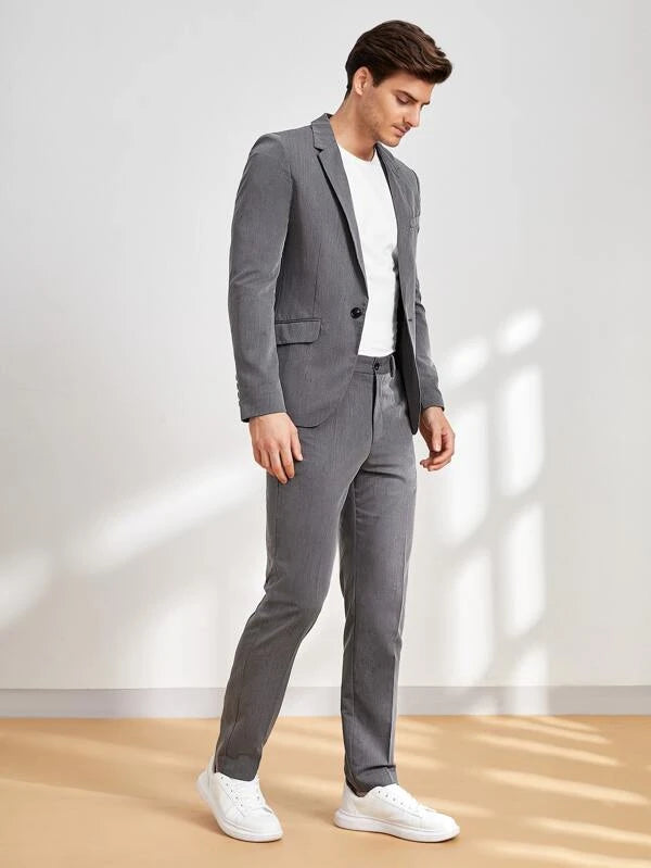 SHEIN Men Single Button Blazer & Tailored Pants