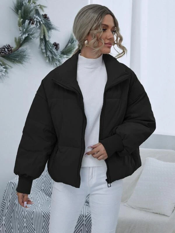 SHEIN Essnce Drop Shoulder Zip Up Puffer Jacket