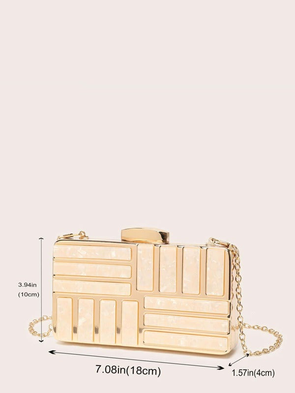Mini Geometric Pattern Box Bag Fashionable Chain Strap