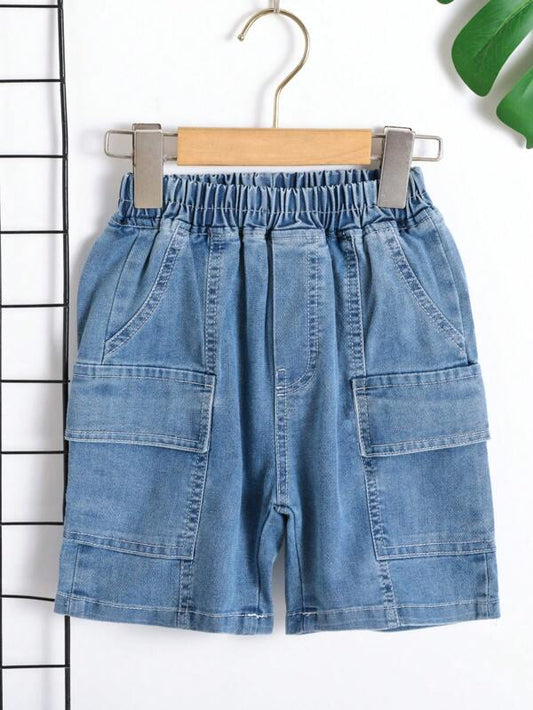 Young Boy Flap Pocket Side Denim Shorts