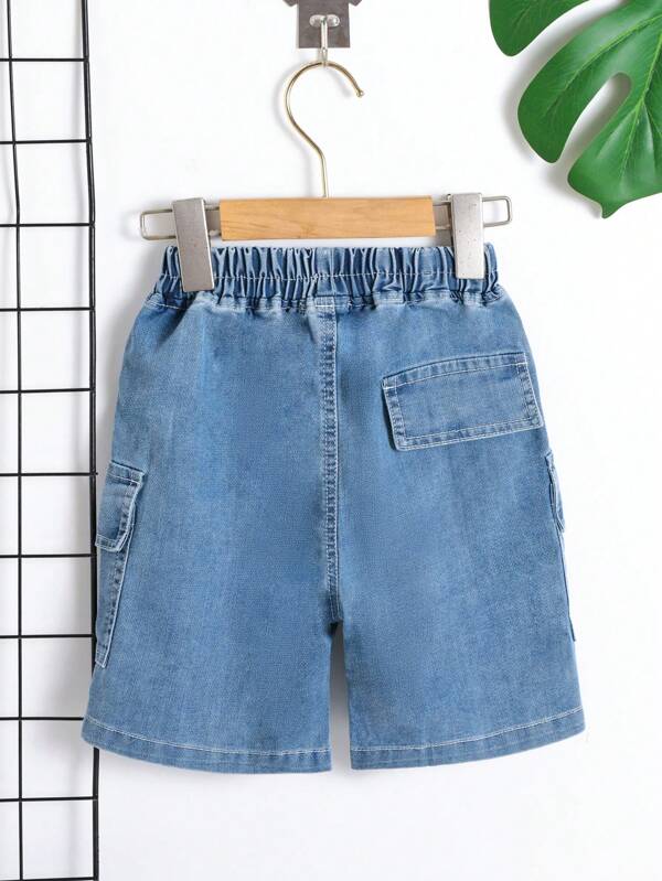 Young Boy Flap Pocket Side Denim Shorts