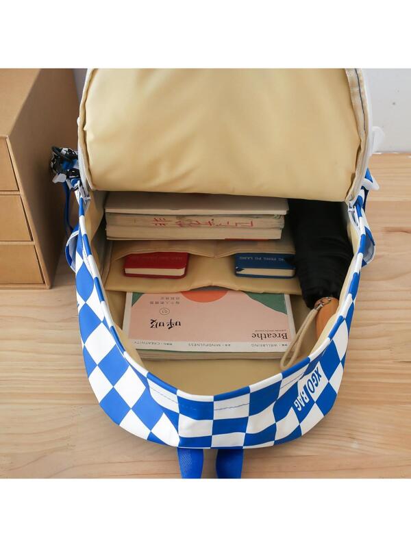 4pcs Bag Sets, Backpack Tote Crossbody Bag Pencil Case Preppy