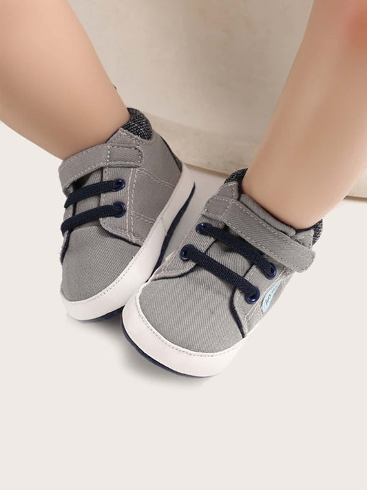 Baby Boy Letter Patch Hook-and-loop Fastener Strap Sneakers