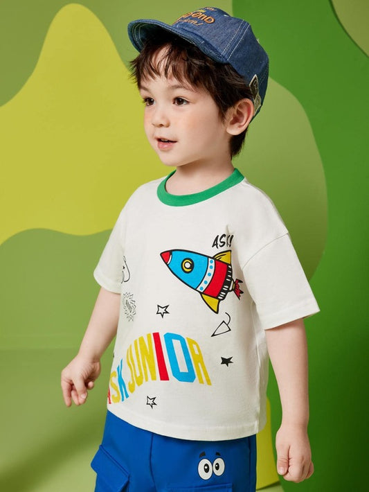 Toddler Boys Cartoon Graphic Drop Shoulder Tee